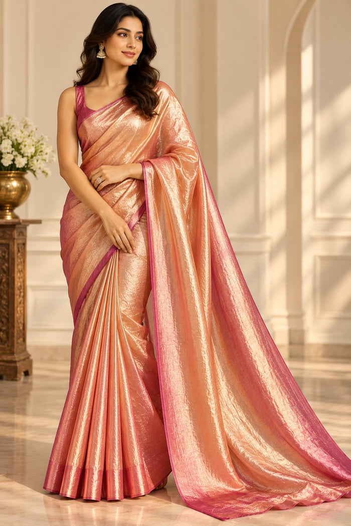 Peach Rose Shimmer Fendi Fabric