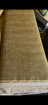 Rich Golden Olive Pure 100% Pure Linen Fabric for Blazers, Jackets and Pants (44 lea) (0% Cotton)