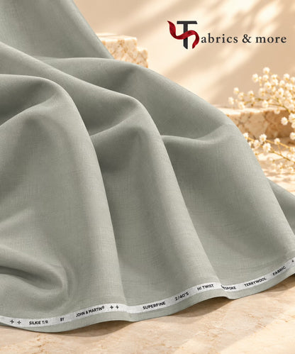Imported Korean  SILKY Terry Wool by Johan & Martin – Wrinkle-Free Premium SAGE-GREY  Suiting Fabric