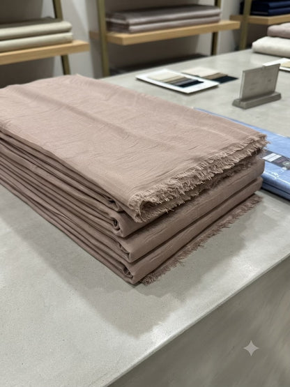 Muted Taupe Mul Chanderi Fabric( Big Width)