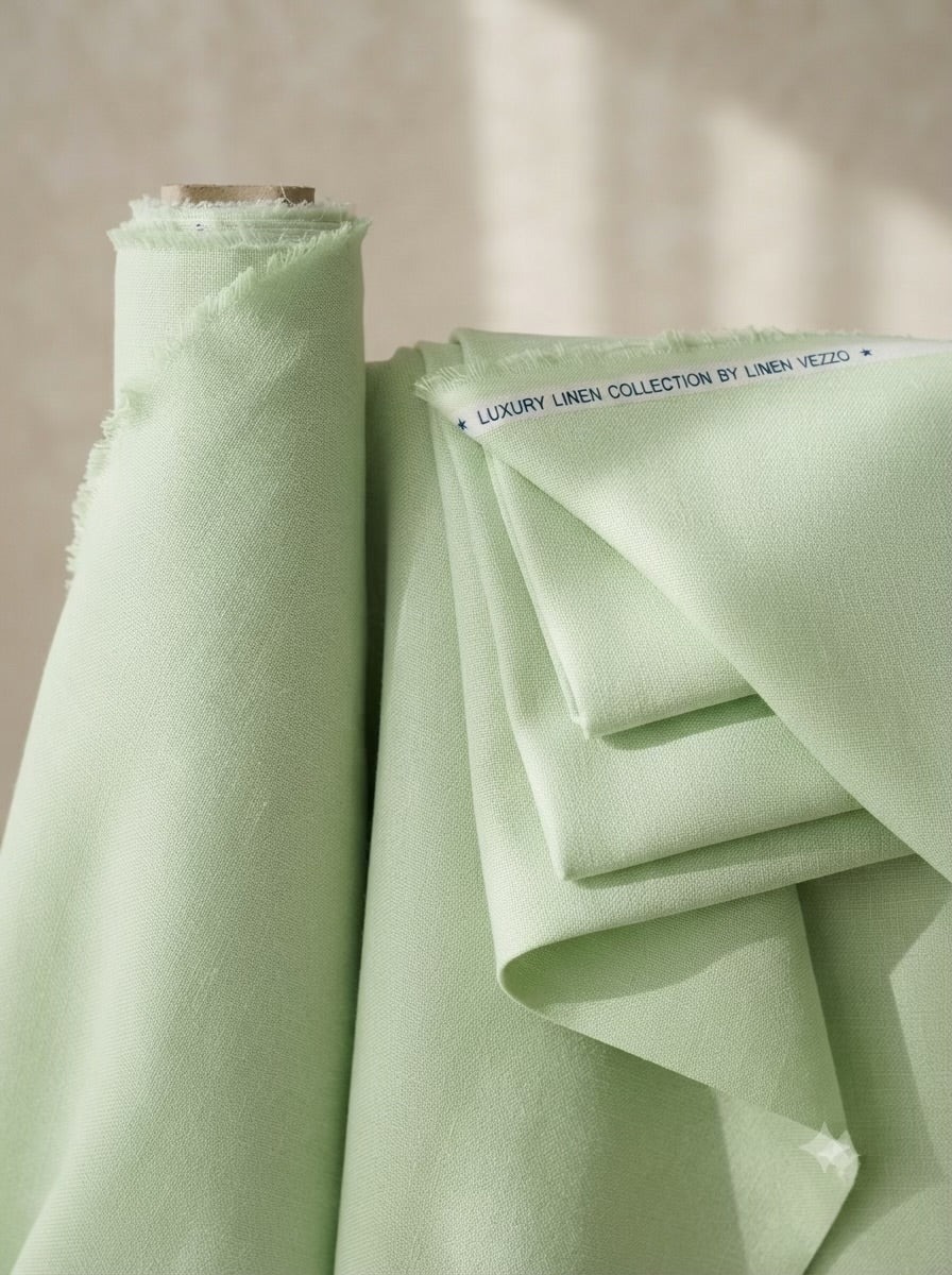 Mint Green Canvas Weave Cotton Linen Fabric