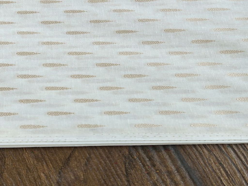 Cream Self Weaved Bengal Butti Cotton Fabric