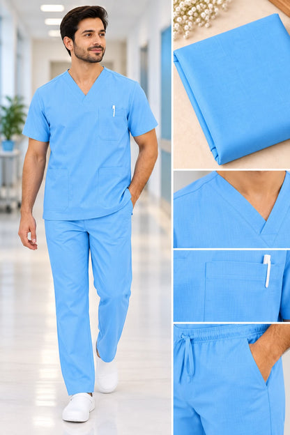 Sky Blue Spun Fabric – Premium Uniform & Workwear Fabric