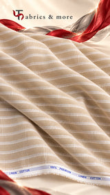 Cotton Linen 60 Lea – Beige with White Stripes
