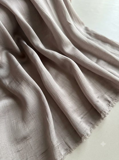 Ethereal Taupe Mul Chanderi Fabric( Big Width)