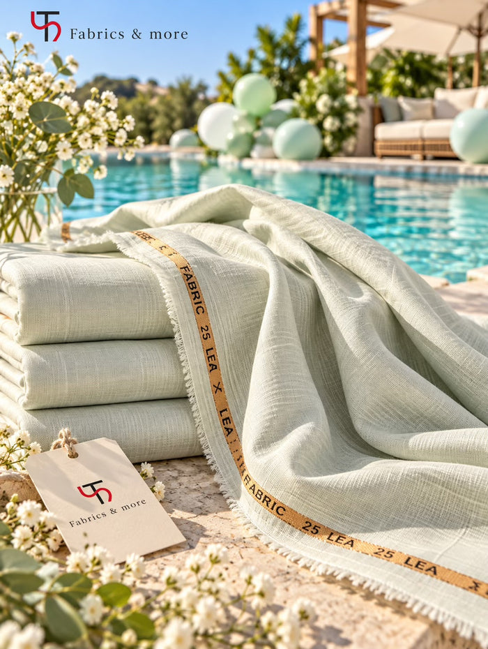 25 Lea 100% Pure Linen Fabric – Premium Light Pastel Green Linen for Elegant Creations for Blazers, Jackets and Pants (25 Lea) (0% Cotton)