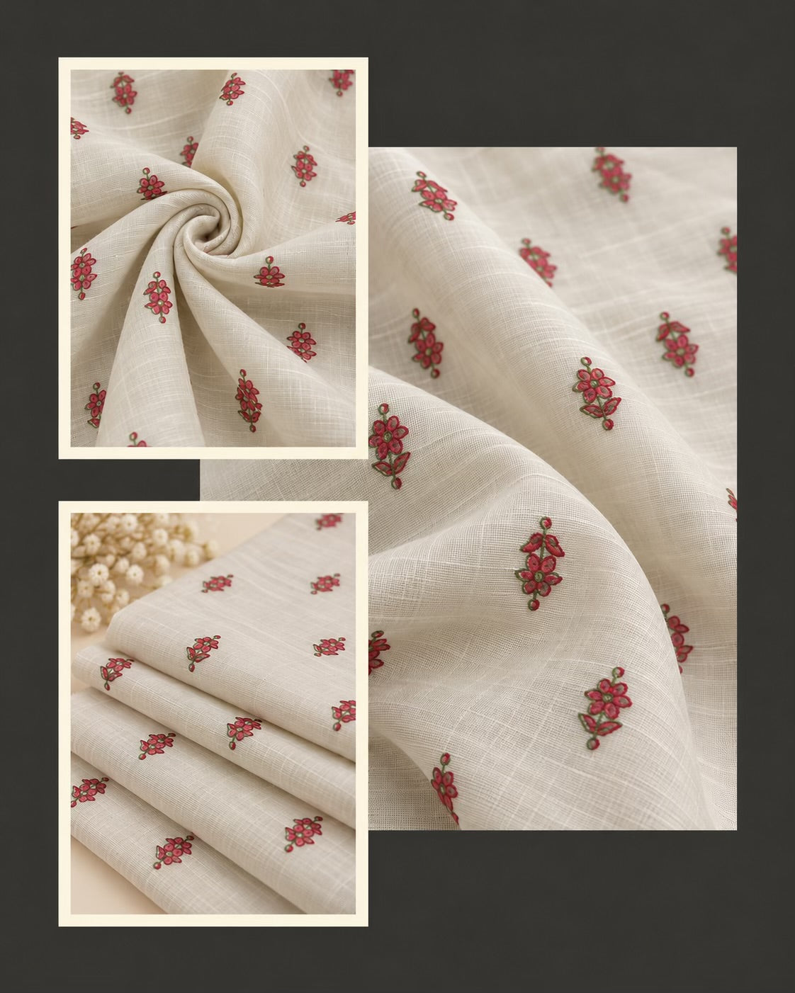 Printed Chanderi Fabric with Floral Motifs