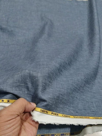Slate Blue 100%Pure Linen 44 Lea Suiting Fabric  for Blazers, Jackets and Pants (0% Cotton)