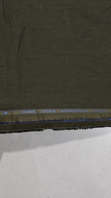 Premium Olive Green Pure Linen 60 Lea Fabric – Solid Melange  (0% Cotton)