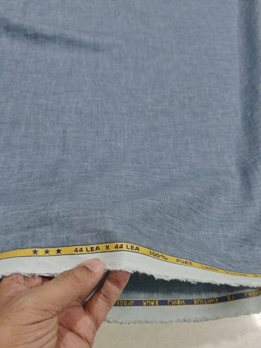 Slate Blue 100%Pure Linen 44 Lea Suiting Fabric  for Blazers, Jackets and Pants (0% Cotton)