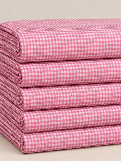 Pink & White Checked Spun Fabric
