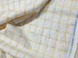 Premium Off-White 100%Pure Linen 60 Lea Fabric with Yellow & Multicolour Checks (0% Cotton)
