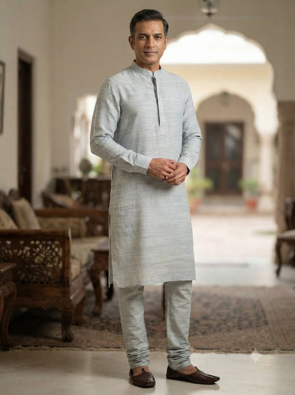 Heather Grey Melange Spun Poly Shirting Fabric – Linen-Look, Lightweight & Easy-Care