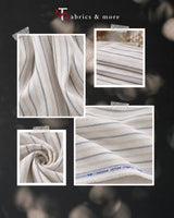 Sophisticated IVORY -WHITE Cotton Linen 60 Lea Striped Fabric