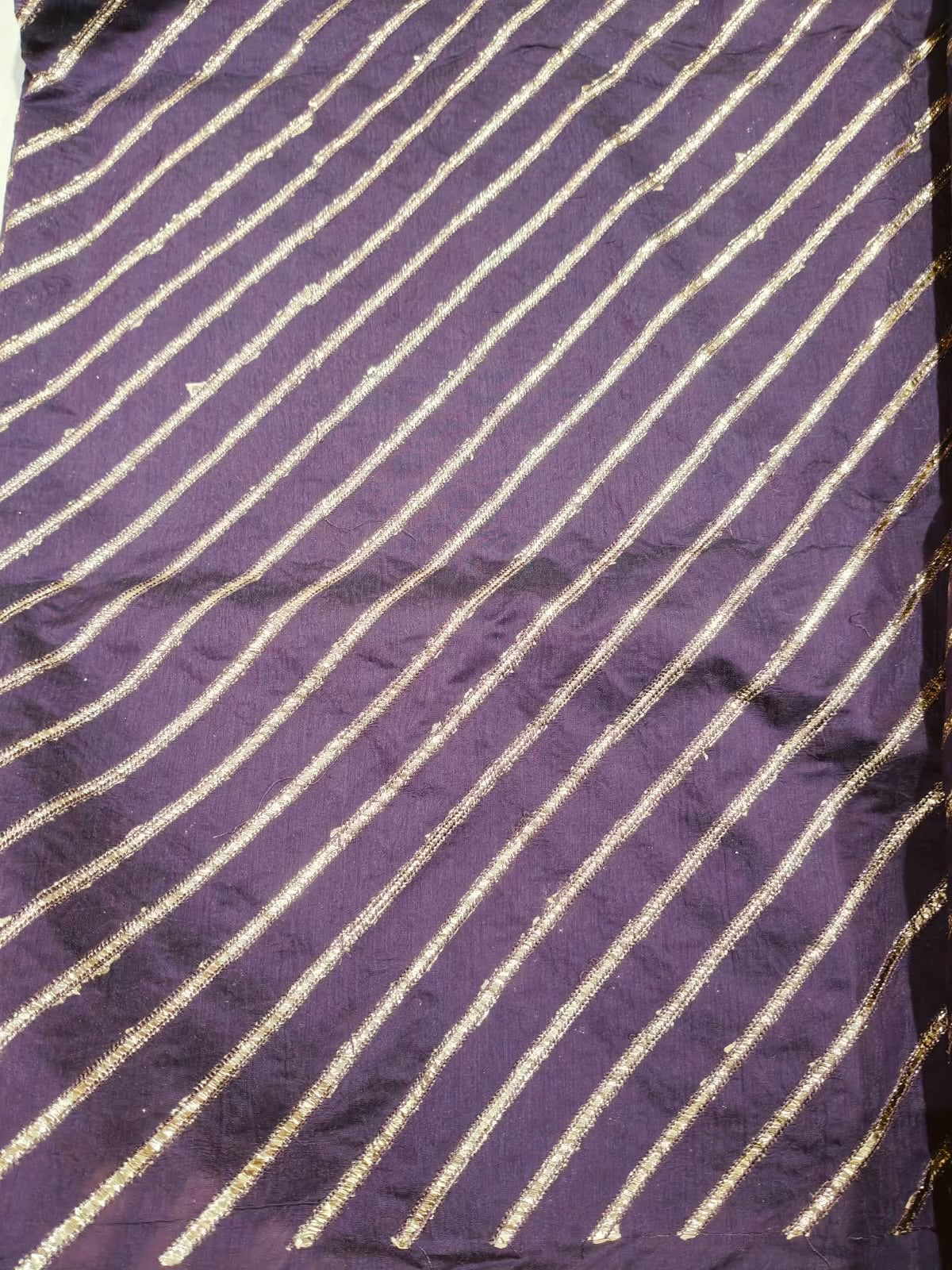 Royal Plum Chanderi Fabric with Light Golden Faux Gotta Patti Work