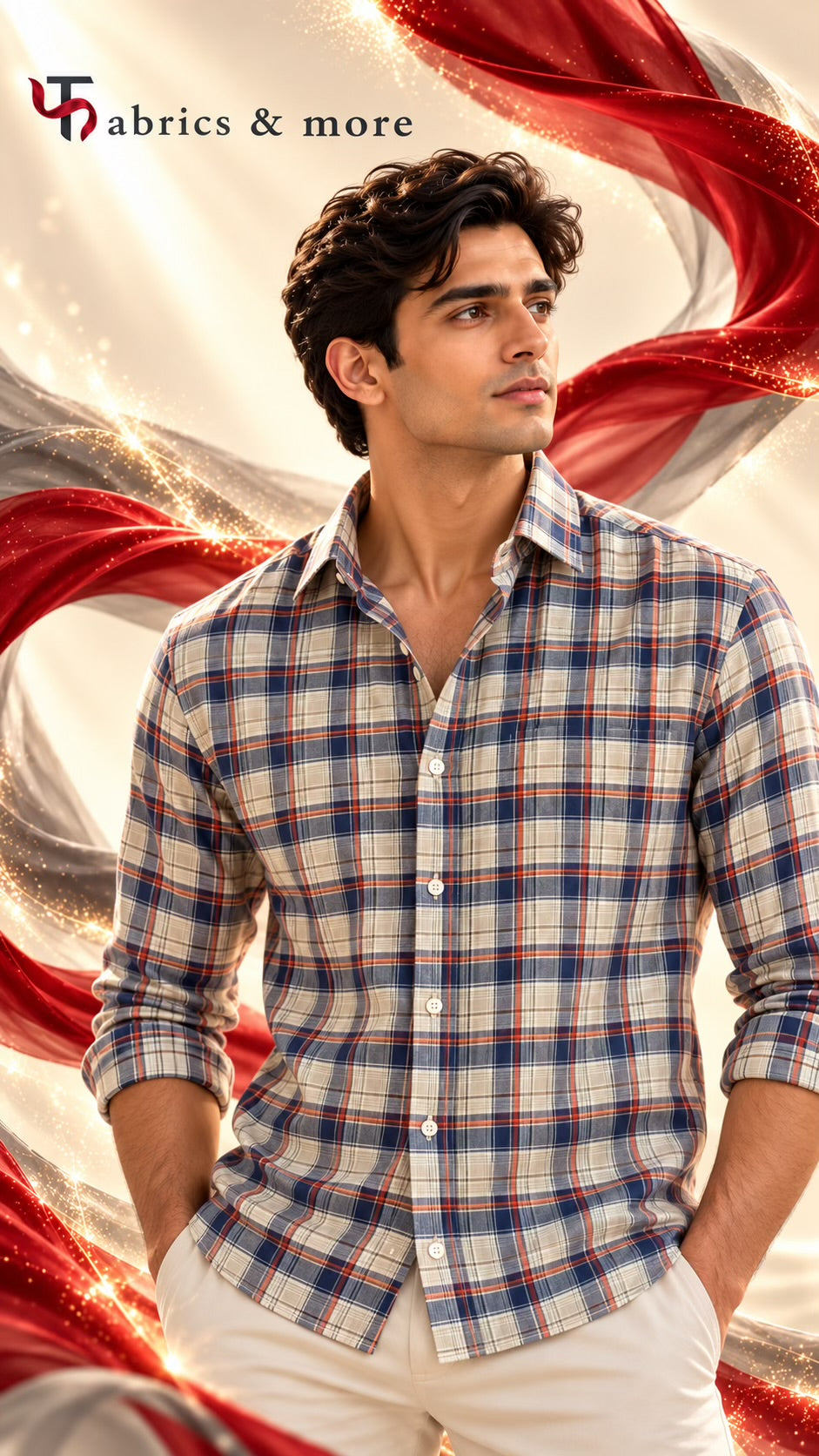 Premium Multicolour Plaid Spun Fabric – Classic Check Design