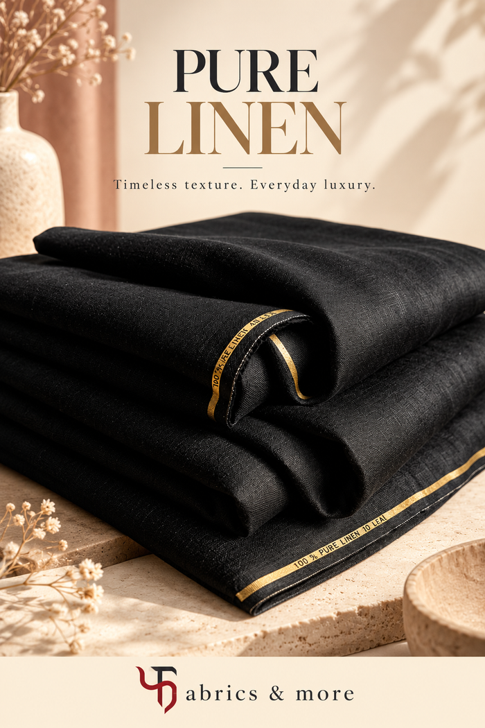 40 Lea 100% Pure Linen Fabric – Premium Black Linen for Elegant Creations for Blazers, Jackets and Pants (40Lea) (0% Cotton)