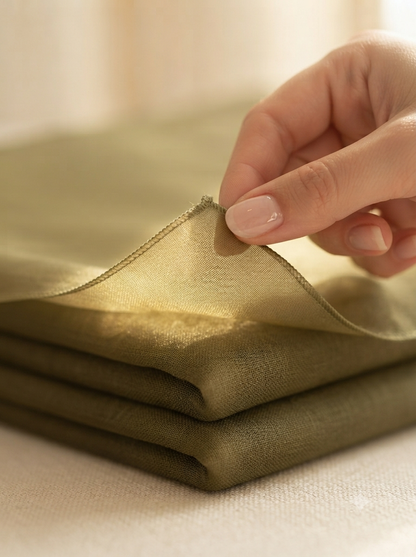 Olive Green Mul Cotton Fabric | Soft Breathable