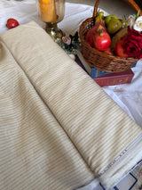 Premium Cream & Rust Pinstripe 100% Pure Linen Fabric – 60 Lea(0% Cotton)