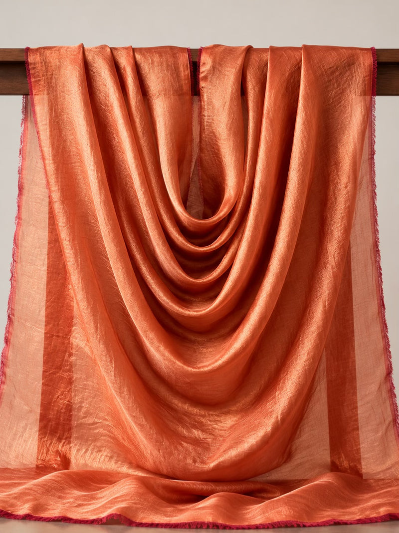 Coral Orange Shimmer Fendi Fabric