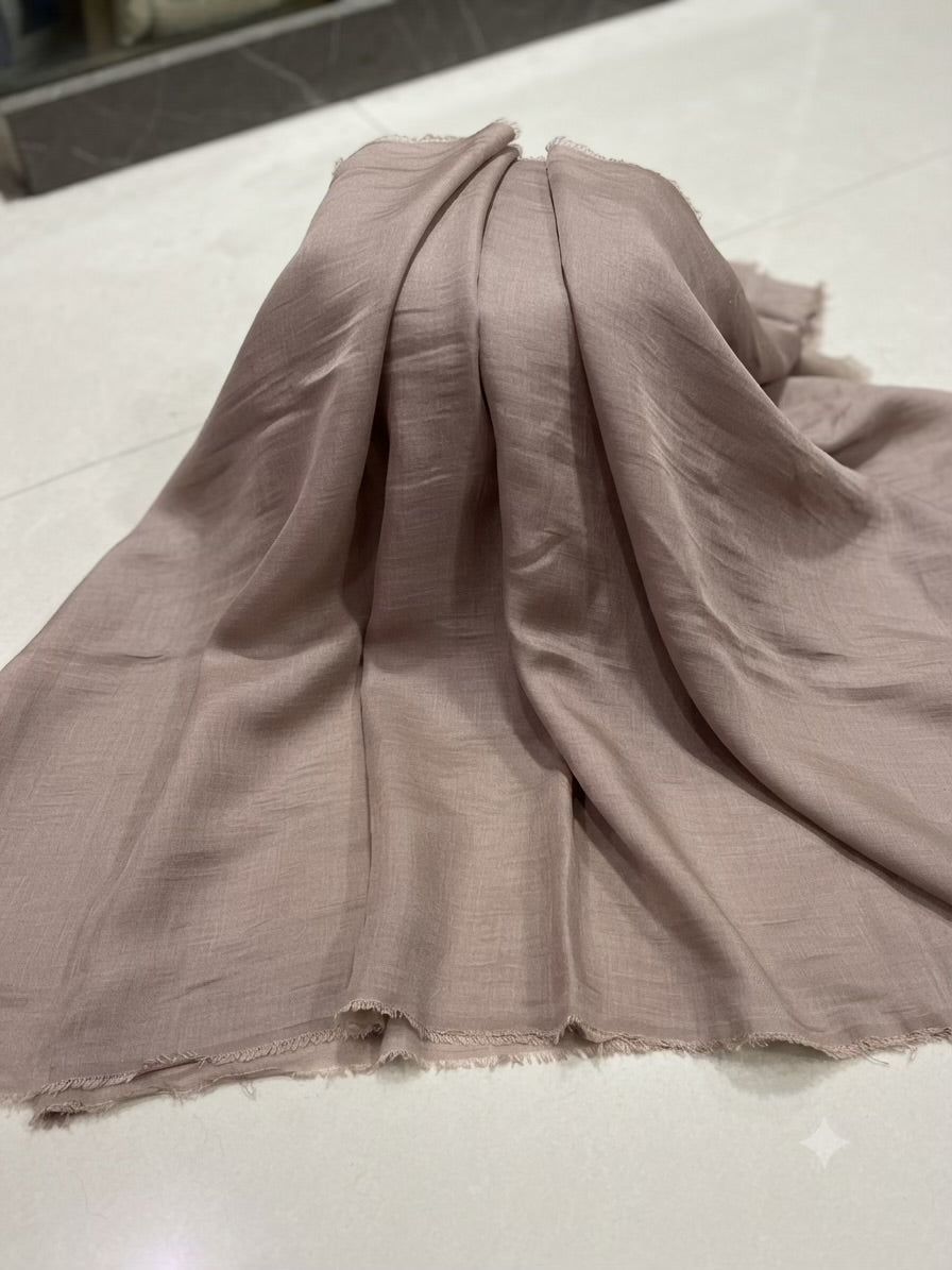 Muted Taupe Mul Chanderi Fabric( Big Width)