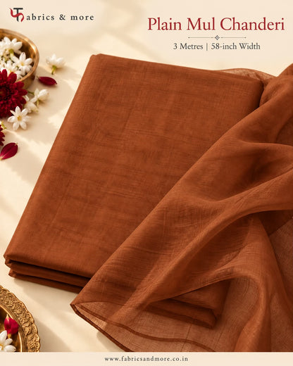 Rust Brown ,Create-Your-Own Anarkali Suit *Combo – Embroidered Neckline + 2 Sleeves + 3 Mtr Mul Chanderi (58")*