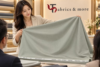 Imported Korean  SILKY Terry Wool by Johan & Martin – Wrinkle-Free Premium SAGE-GREY  Suiting Fabric