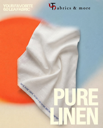 Premium White 100%Pure Linen 60 Lea Fabric (0% Cotton)