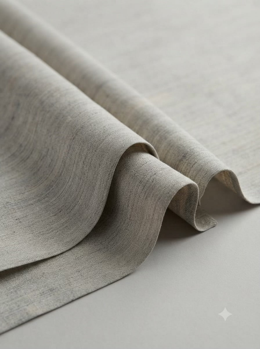 Heather Grey Melange Spun Poly Shirting Fabric – Linen-Look, Lightweight & Easy-Care