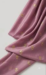Mauve Dusty Purple Malai Chanderi Fabric with Light Golden Jari Embroidery