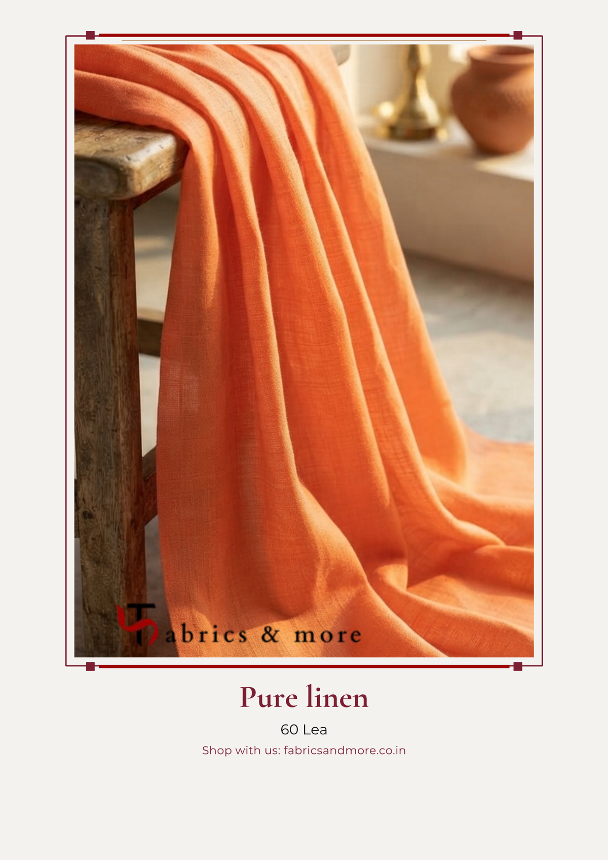 Dusty Pink & Black Gingham Check 100% Pure Linen Fabric 60 Lea (0% Cotton)