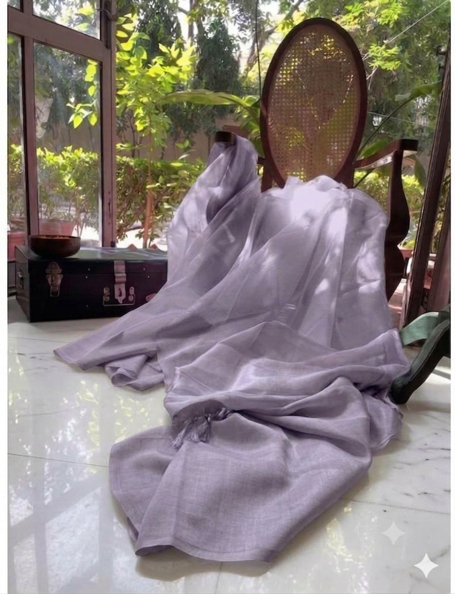 Pastel Lavender Mul Chanderi Fabric( Big Width)
