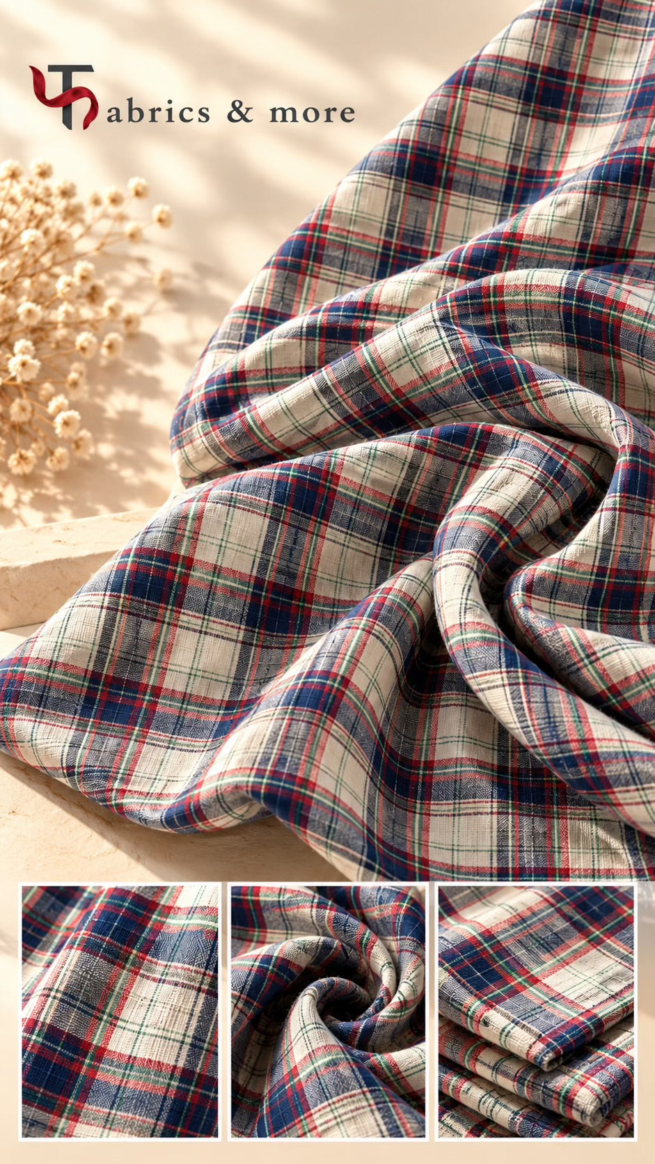 Premium Multicolour Plaid Spun Fabric – Classic Check Design
