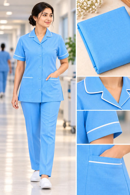 Sky Blue Spun Fabric – Premium Uniform & Workwear Fabric