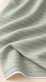 Cotton Linen 60 Lea – Sage Green Striped Fabric