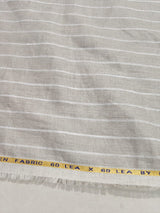 Premium Natural Grey 100%Pure Linen 60 Lea Fabric with White Stripes (0% Cotton)