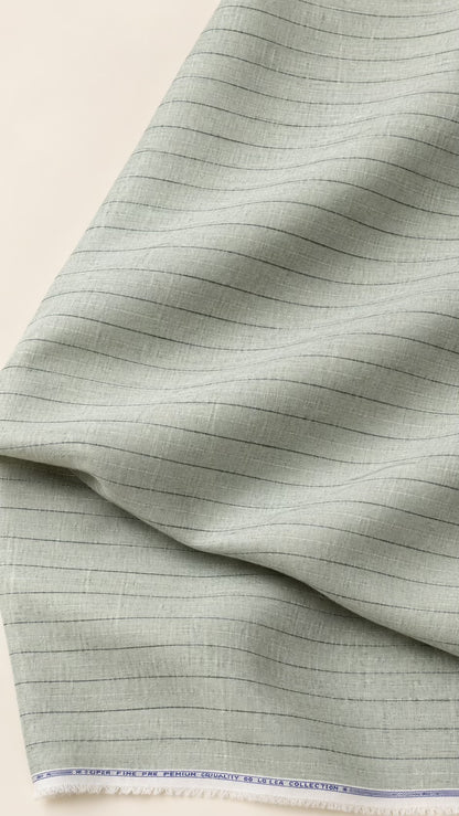 Cotton Linen 60 Lea – Sage Green Striped Fabric