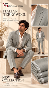Imported Korean Terry Wool by Johan & Martin – Wrinkle-Free Premium GREY SAGE Suiting Fabric