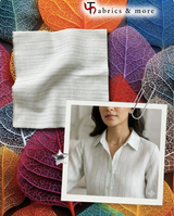 Premium White Pure Linen Fabric with Grey & Aqua Pinstripes – 100% Pure Linen Fabric – 60 Lea(0% Cotton)