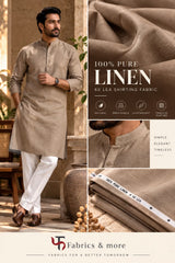 Premium Camel Brown 100% Pure Linen 60 Lea Fabric  (0% Cotton)