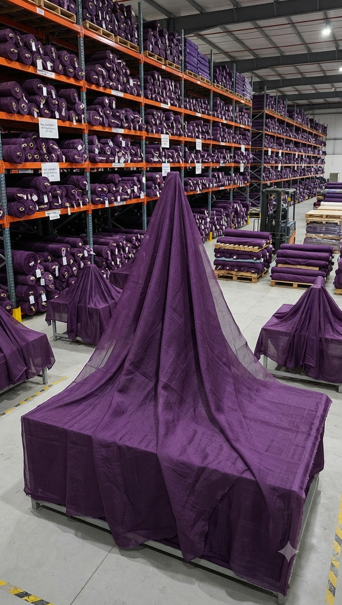 Royal Plum Mul Chanderi Fabric (Big Width)