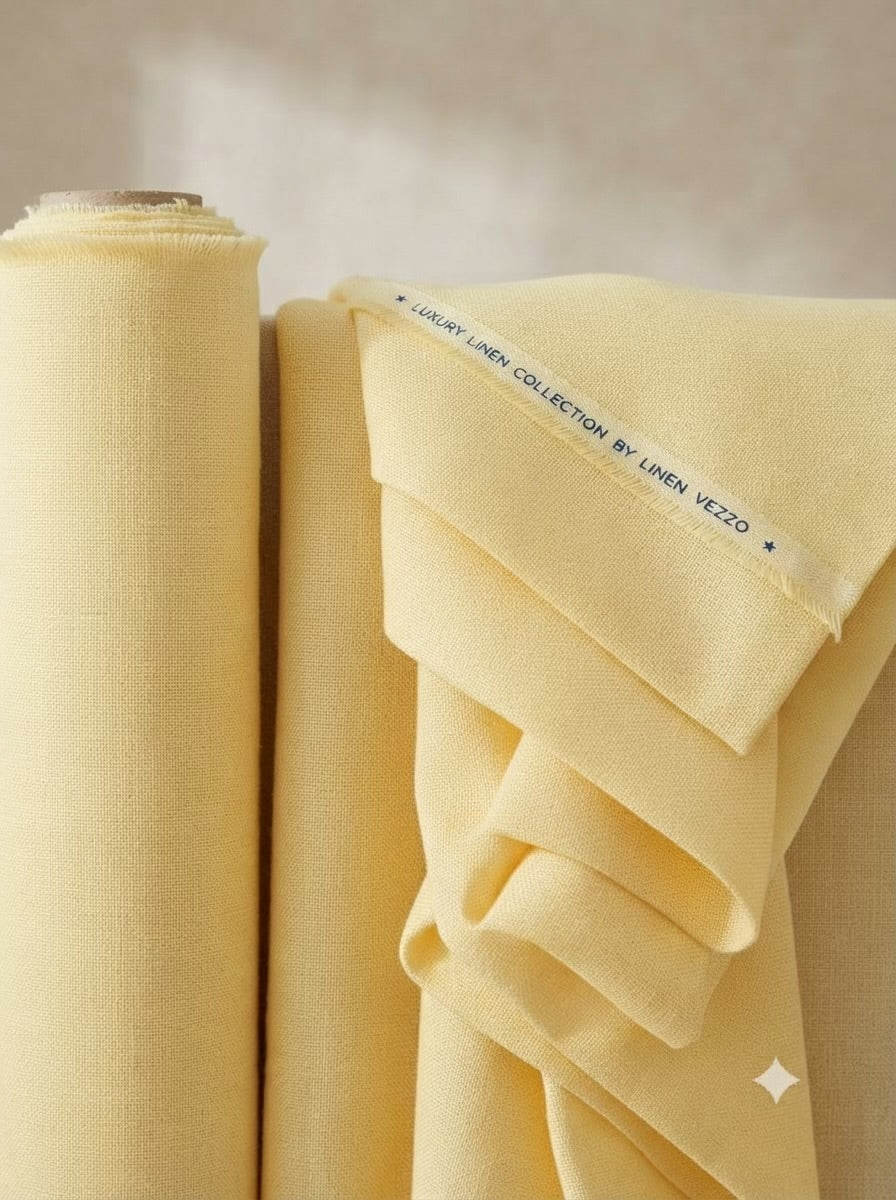 Pale Yellow Canvas Weave Cotton Linen Fabric