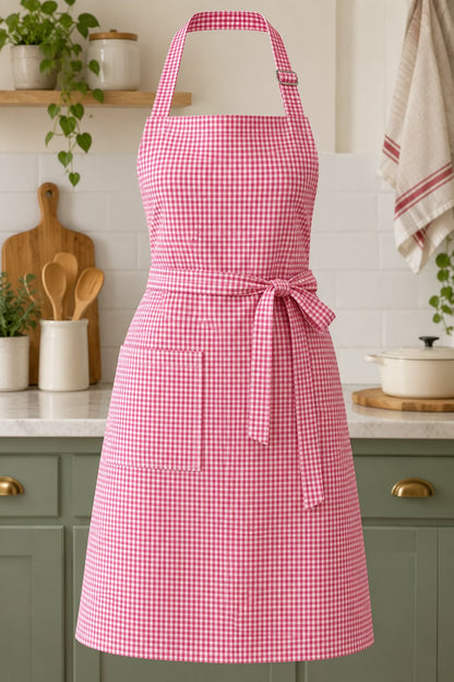 Pink & White Checked Spun Fabric