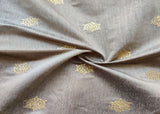 Beige Golden Floral Sequins Work Chanderi Fabric