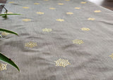 Beige Golden Floral Sequins Work Chanderi Fabric