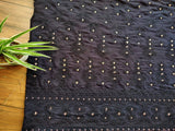 Black Floral Lakhnawi Embroidered Georgette Fabric