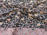Black Flowers Heavy Embroidered Kashmiri Work Georgette Fabric