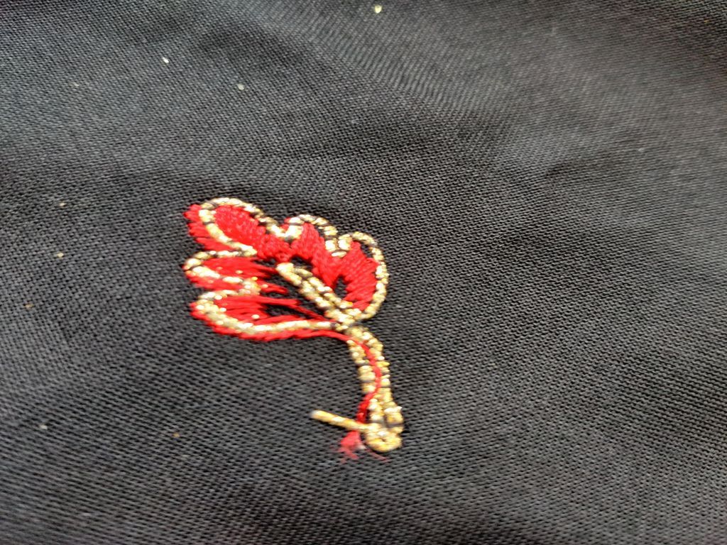 Black Red Floral Embroidered Rayon Fabric