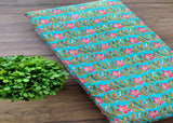 Blue Pink Floral Printed Cotton Fabric