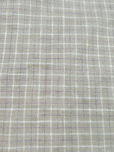 Natural Flax 100%Pure Linen 60 Lea Check Fabric – White & Purple Windowpane(0% Cotton)